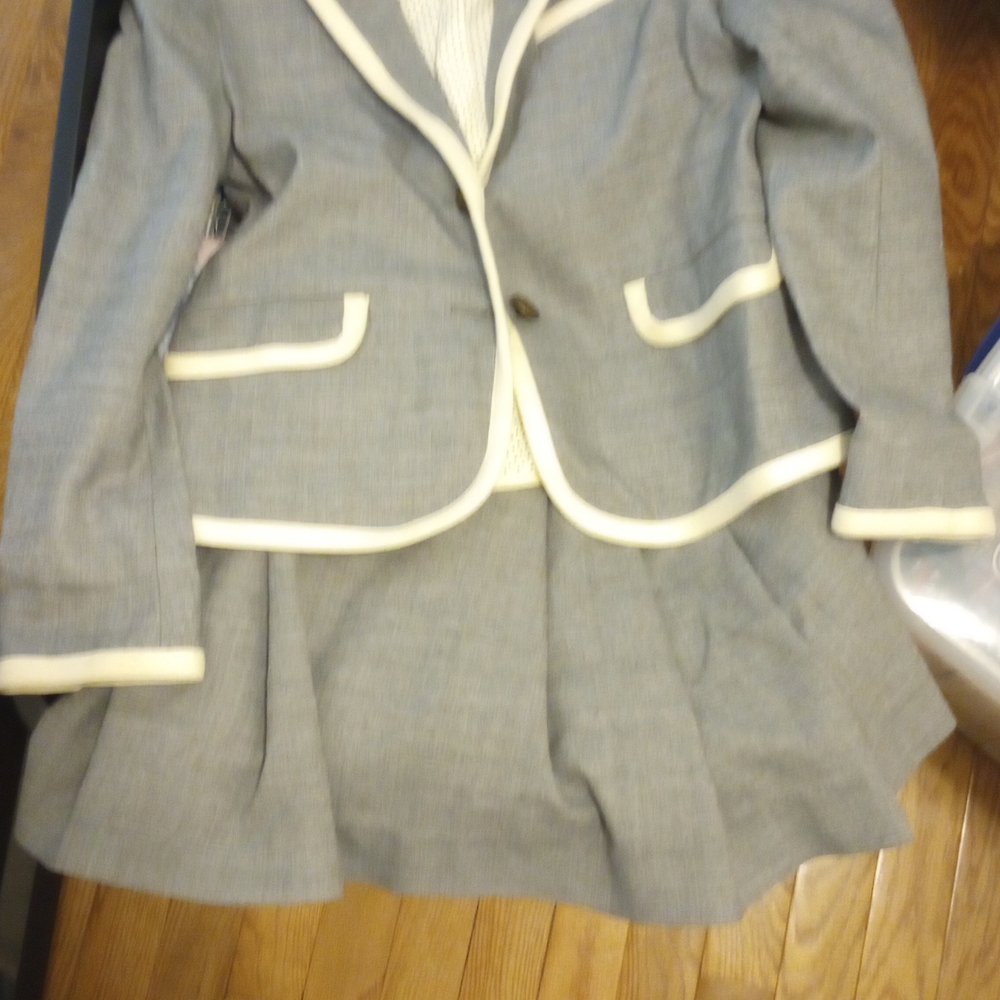 J. Crew Kids Gray Blazer and Skirt Set with Cream Trim